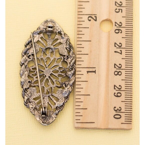 Vintage Mid Century Silver Tone Brooch i13 - Picture 2 of 2